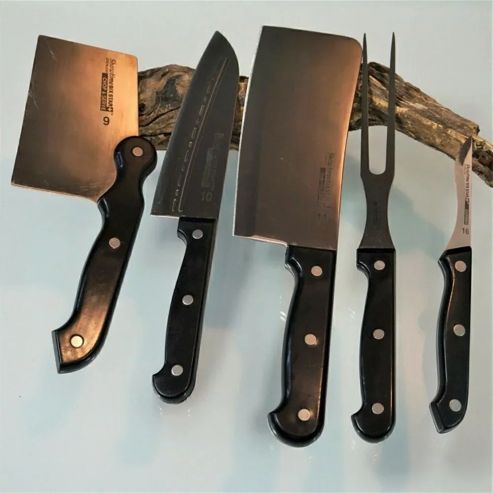Ronco Showtime Six Star Lot Of 5 Stainless Steel Kitchen Knives Cutlery